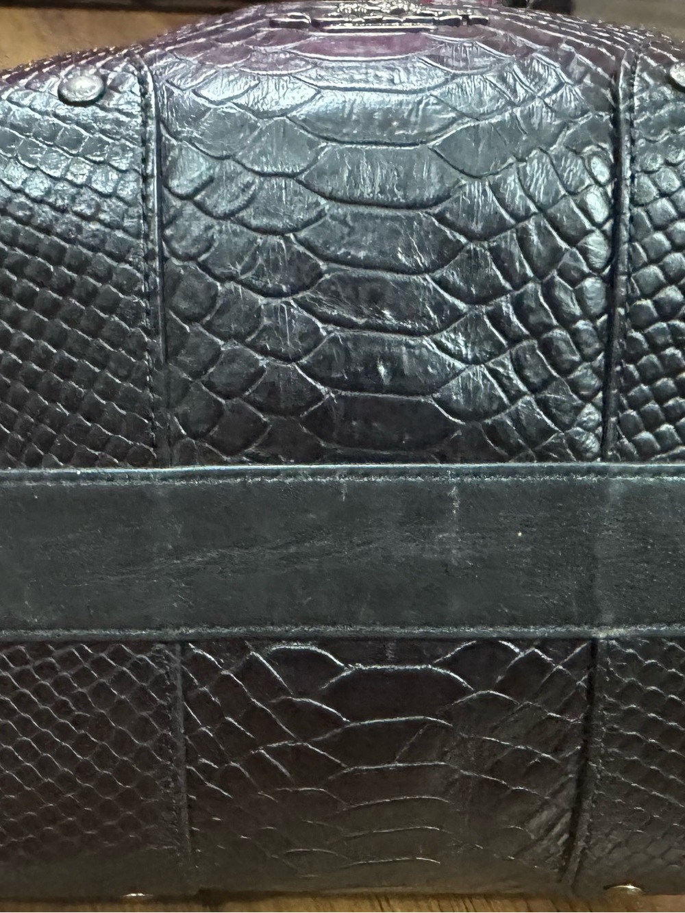 Coach F35928 Black Python Embossed Leather Drawstring Bucket Bag - Picture 6 of 16